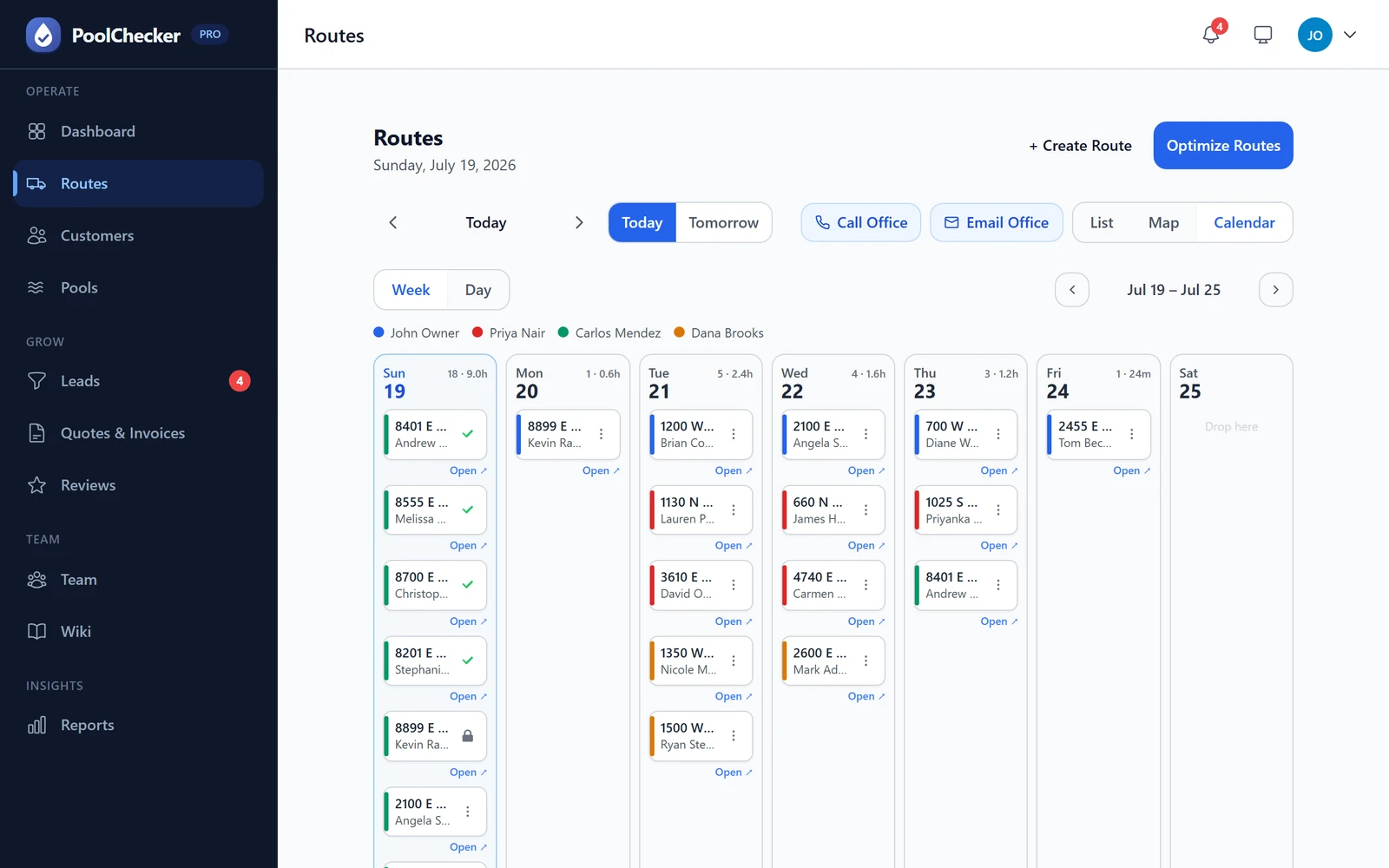 Drag-and-drop dispatcher calendar
